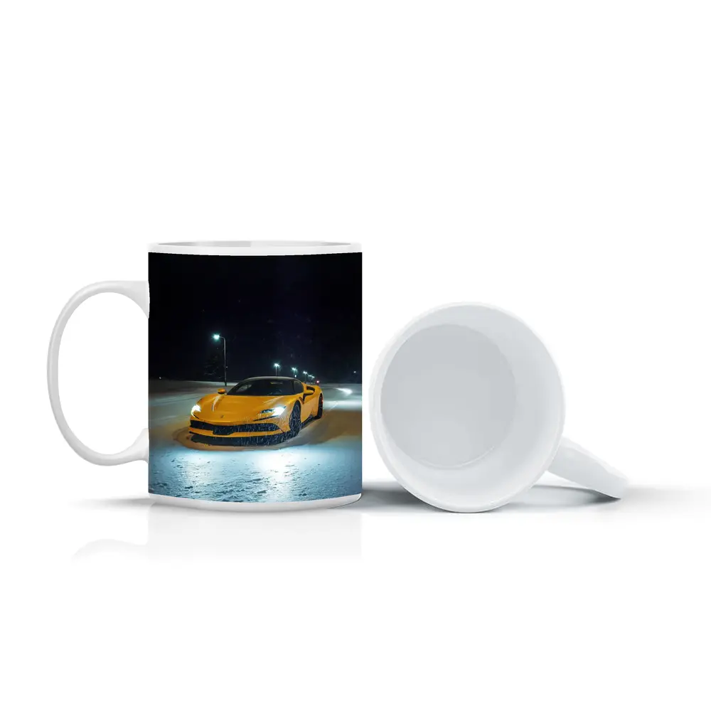 Ferrari SF90 Stradale Yellow Snow Night – Mugs