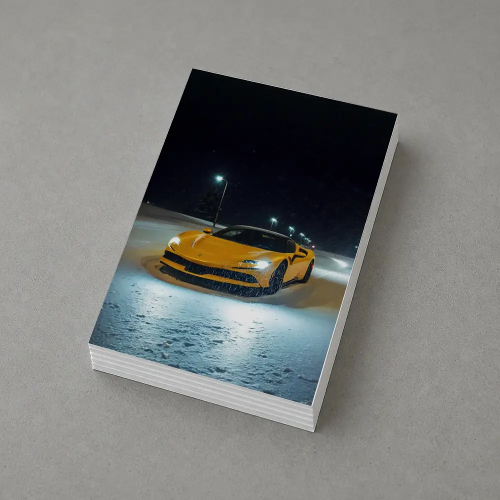 Ferrari SF90 Stradale Yellow Snow Night – Postcards