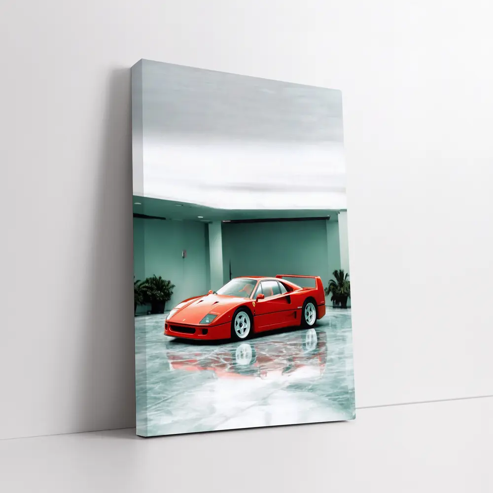 Ferrari F40 Red Parked Indoor Showroom – Wall Art