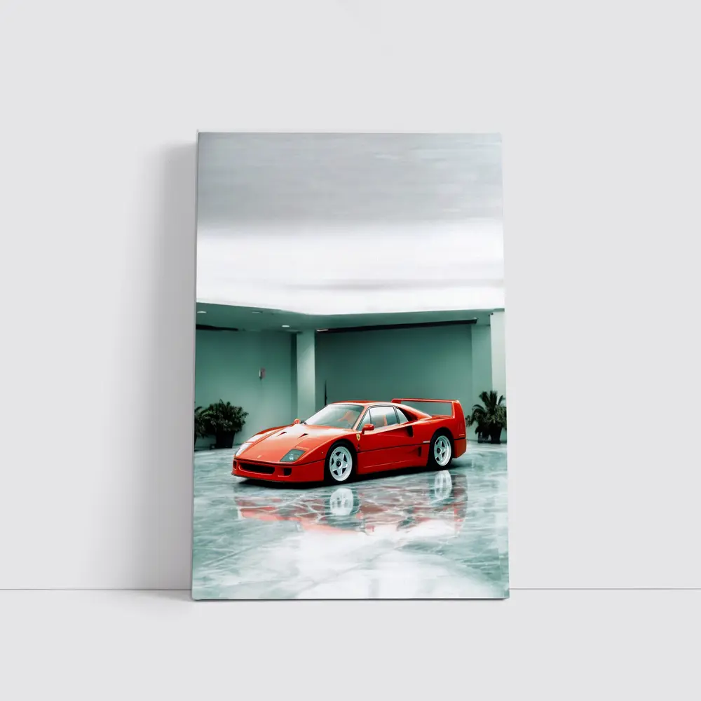 Ferrari F40 Red Parked Indoor Showroom – Wall Art