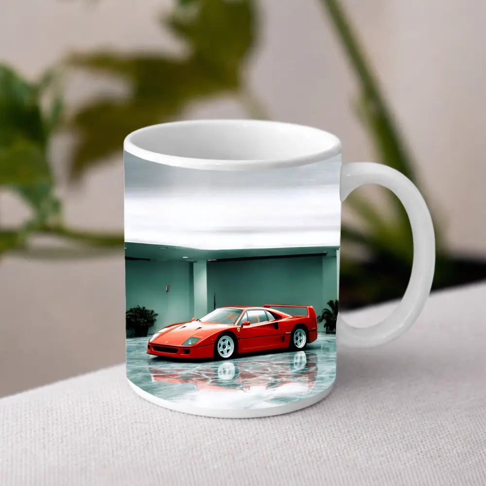 Ferrari F40 Red Parked Indoor Showroom – Mugs