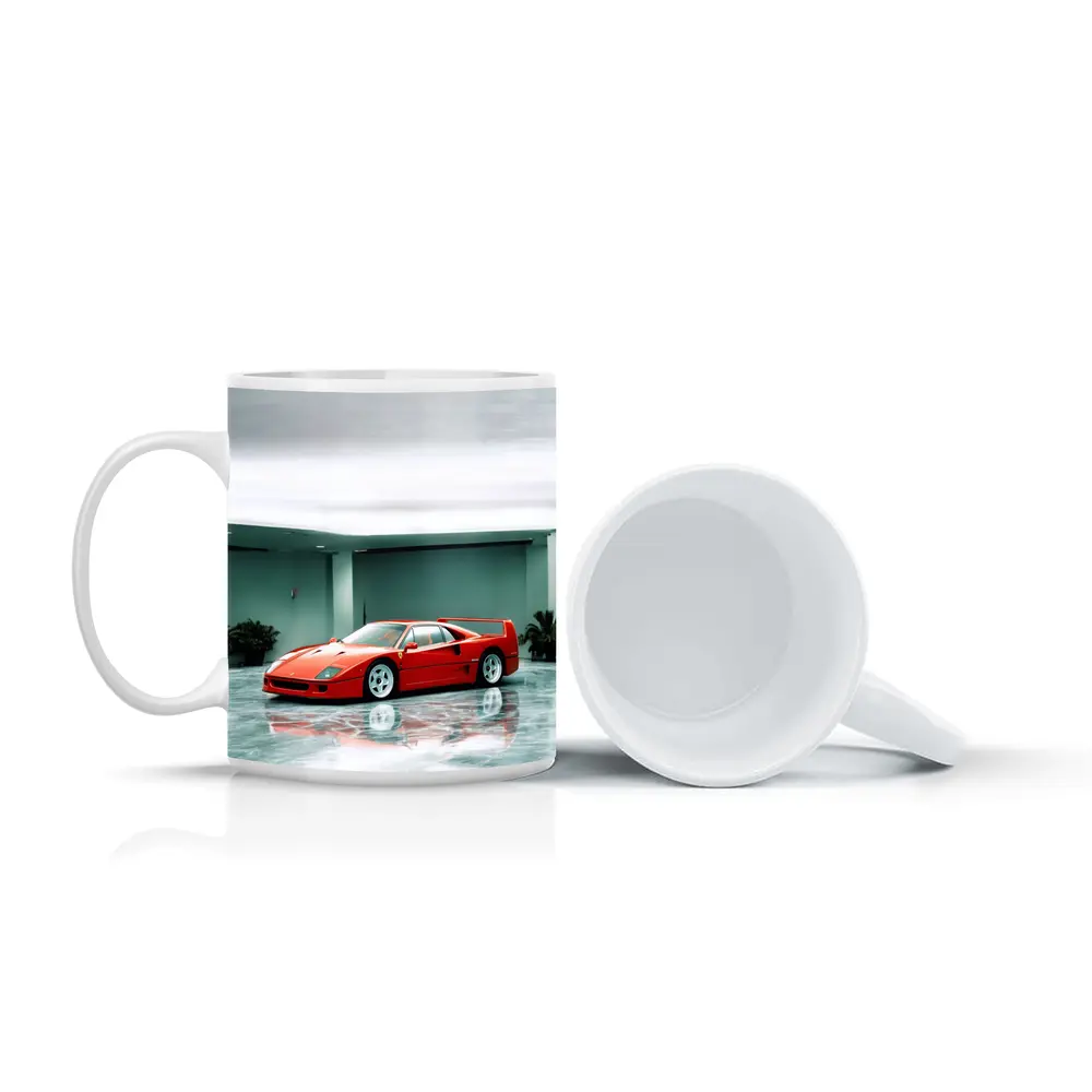Ferrari F40 Red Parked Indoor Showroom – Mugs