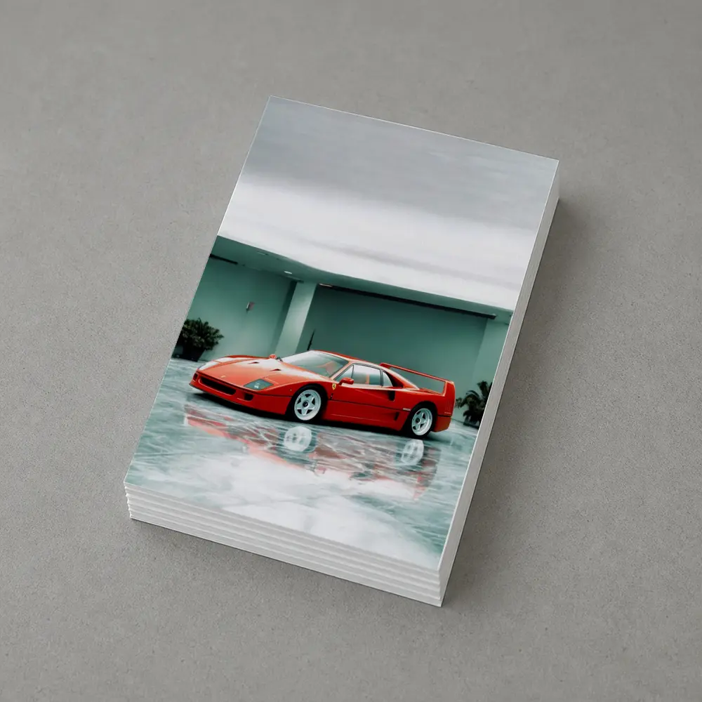 Ferrari F40 Red Parked Indoor Showroom – Postcards