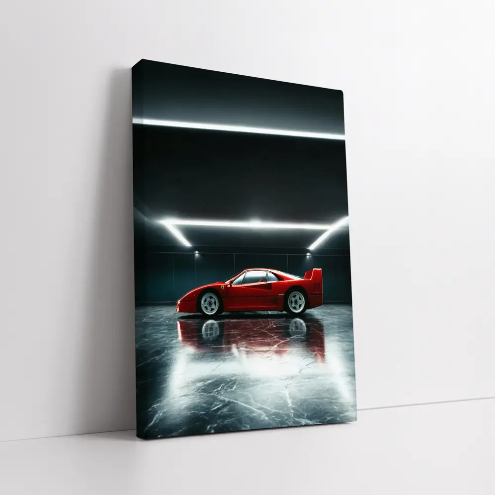 Ferrari F40 Red Supercar Dark Garage – Wall Art