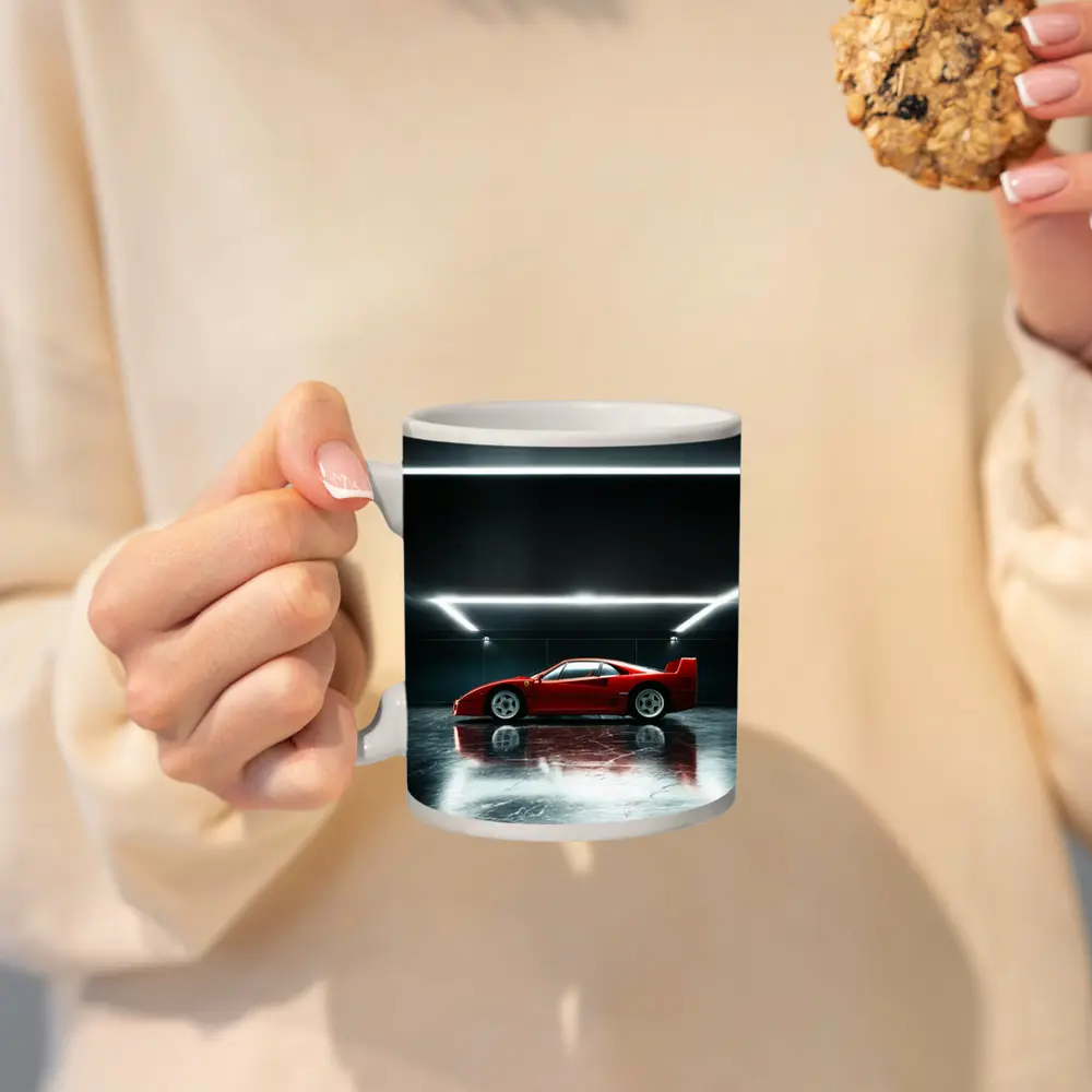 Ferrari F40 Red Supercar Dark Garage – Mugs