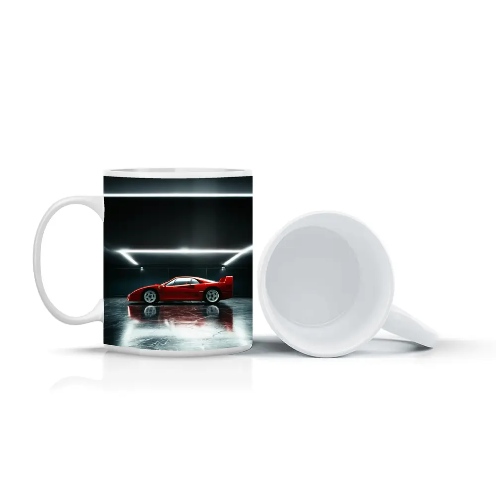 Ferrari F40 Red Supercar Dark Garage – Mugs