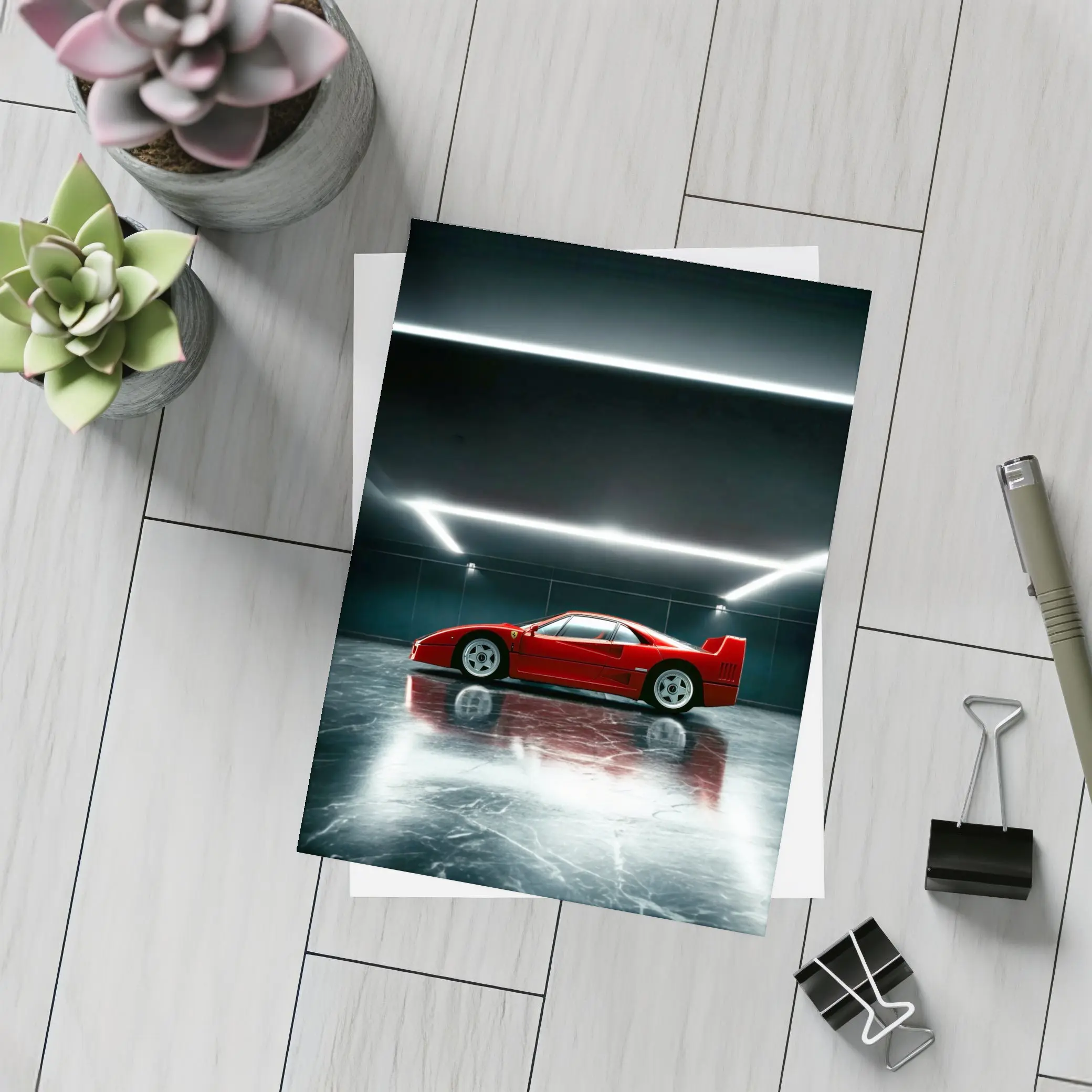 Ferrari F40 Red Supercar Dark Garage – Postcards