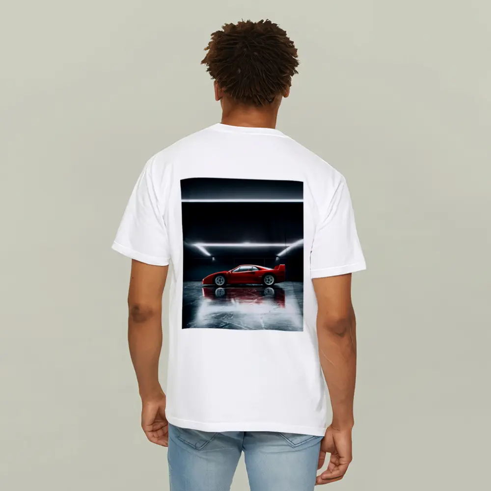 Ferrari F40 Red Supercar Dark Garage – T-Shirts