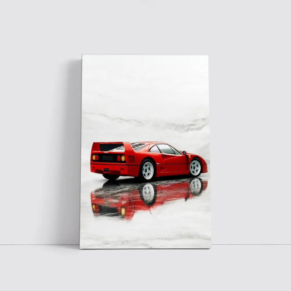 Ferrari F40 Red Marble Surface Reflection – Wall Art