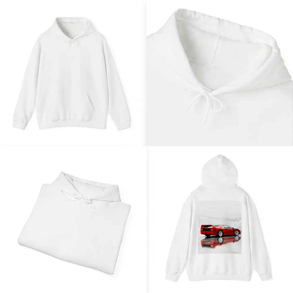 Ferrari F40 Red Marble Surface Reflection – Hoodies