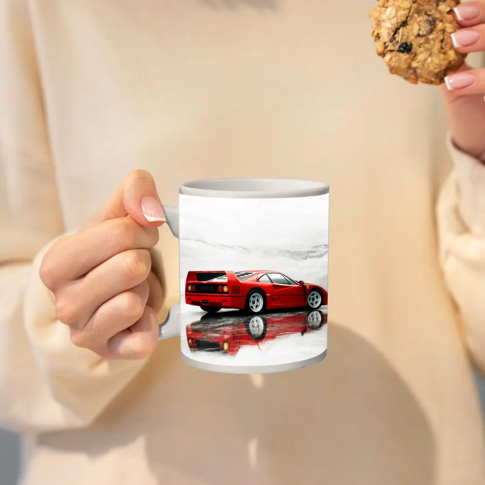 Ferrari F40 Red Marble Surface Reflection – Mugs