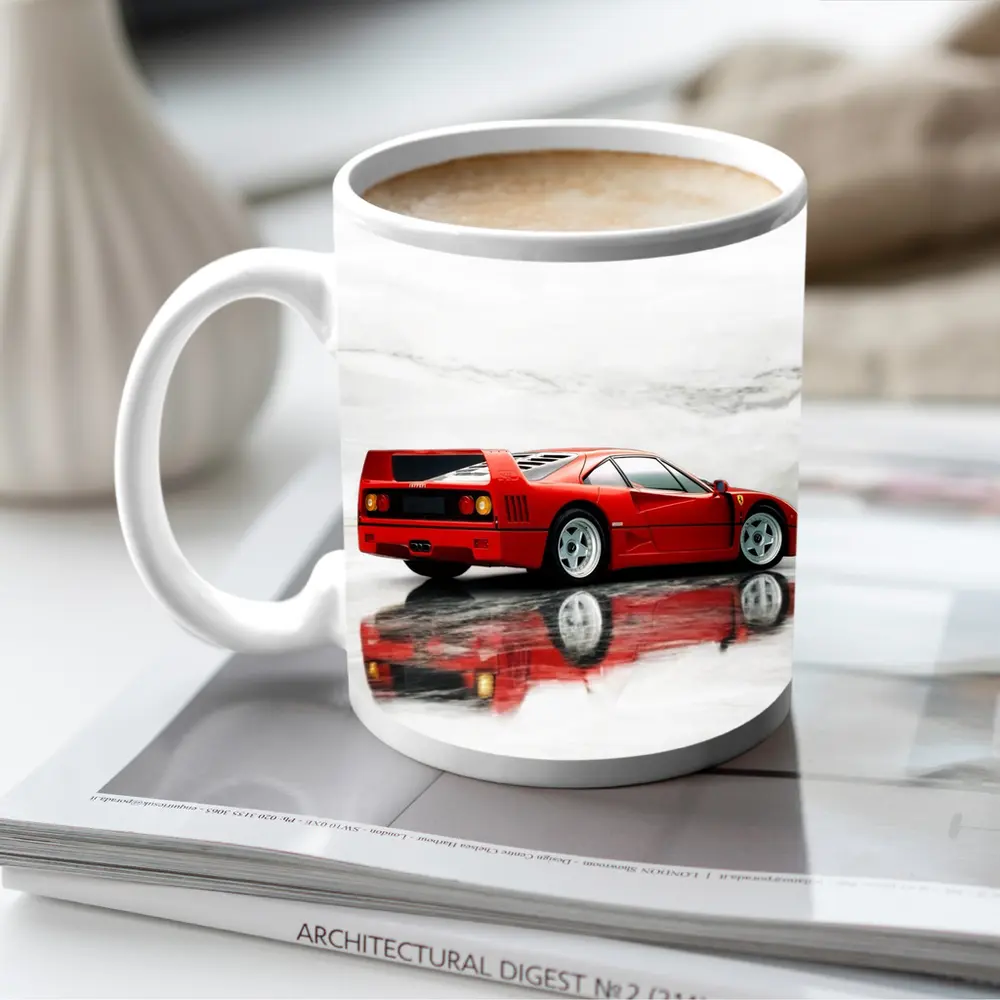 Ferrari F40 Red Marble Surface Reflection – Mugs