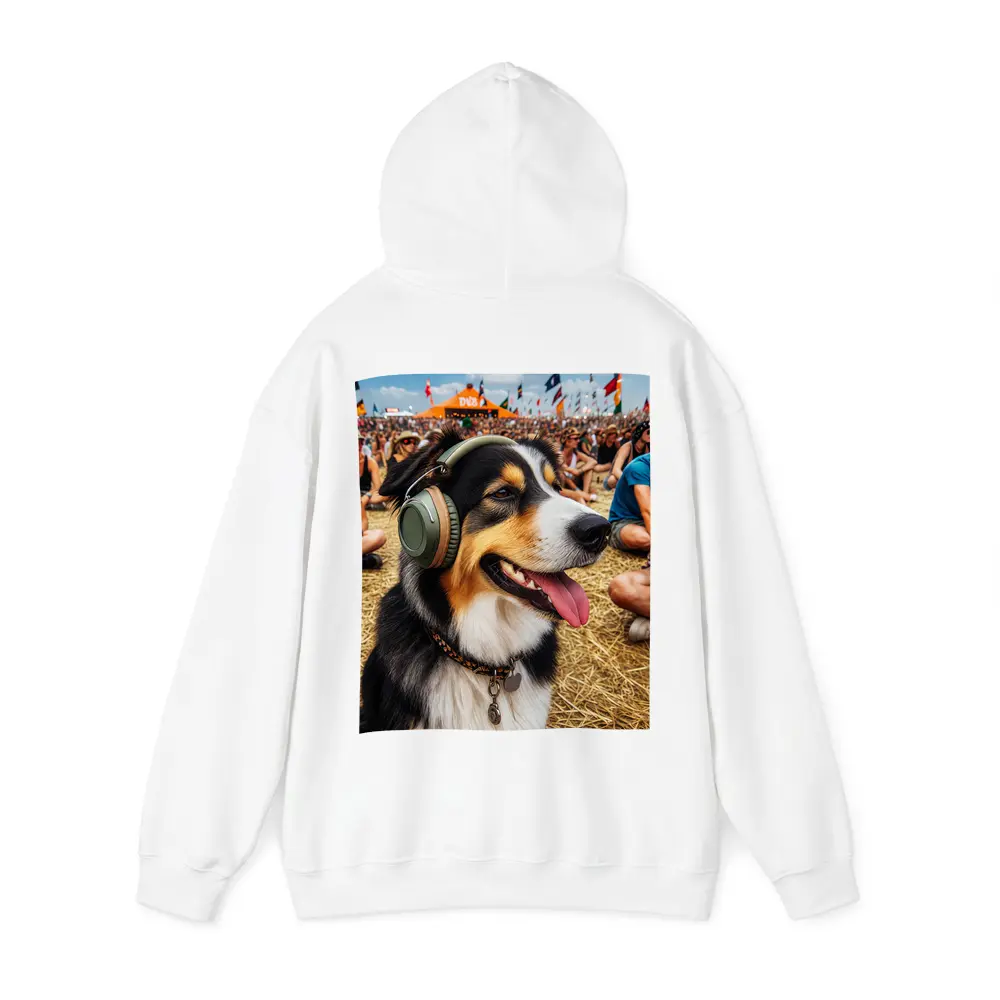Australian Shepherd Dog Wearing Headphones Music Festival – Hoodies
