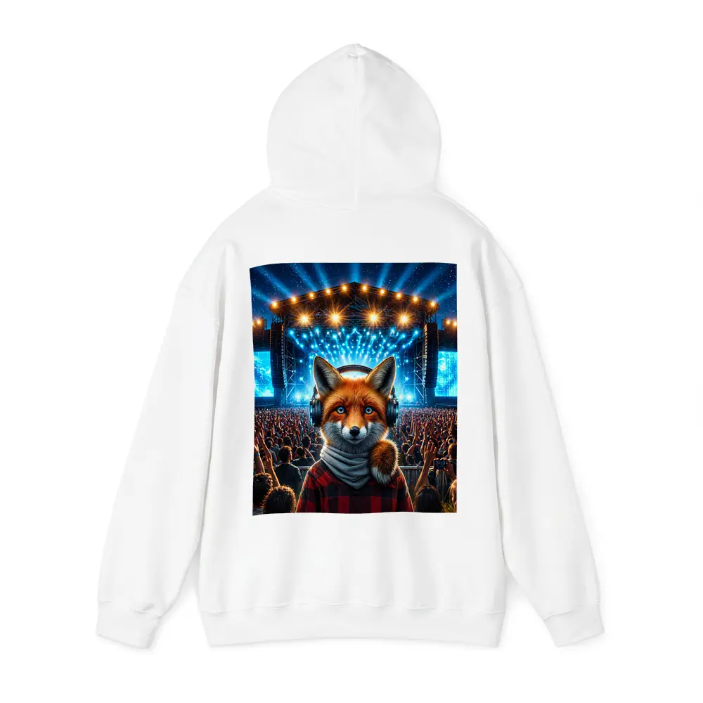 Red Fox With Headphones At Concert Stage – Hoodies