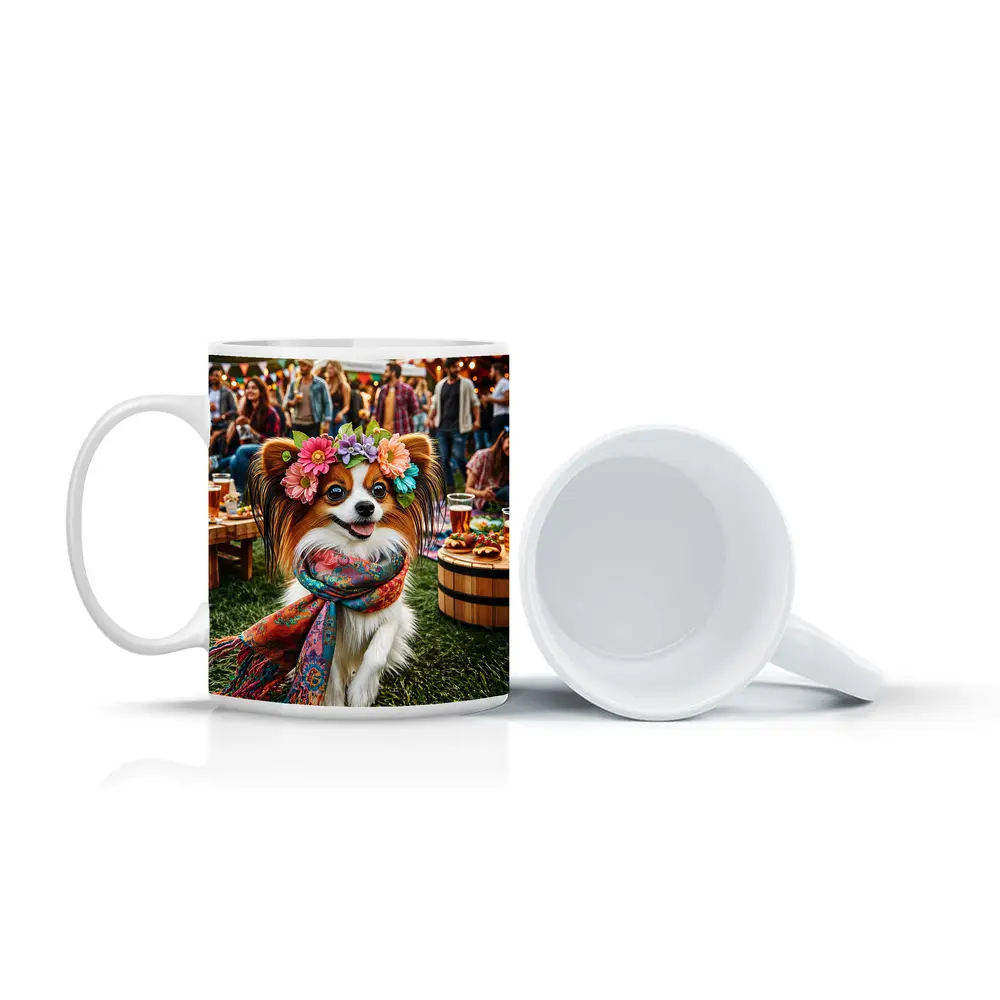 Papillon Dog Flower Crown Festival Outdoor – Mugs