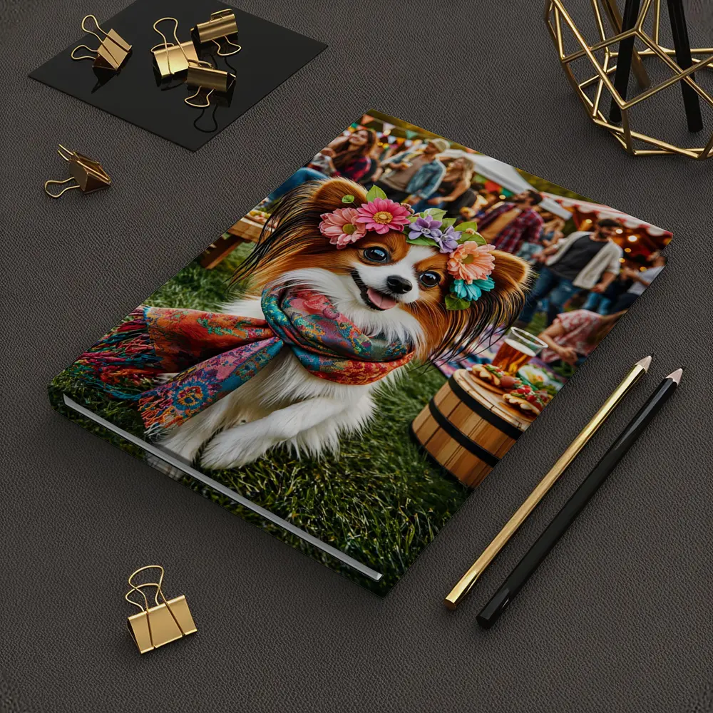 Papillon Dog Flower Crown Festival Outdoor – Notebooks
