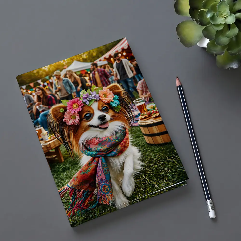 Papillon Dog Flower Crown Festival Outdoor – Notebooks