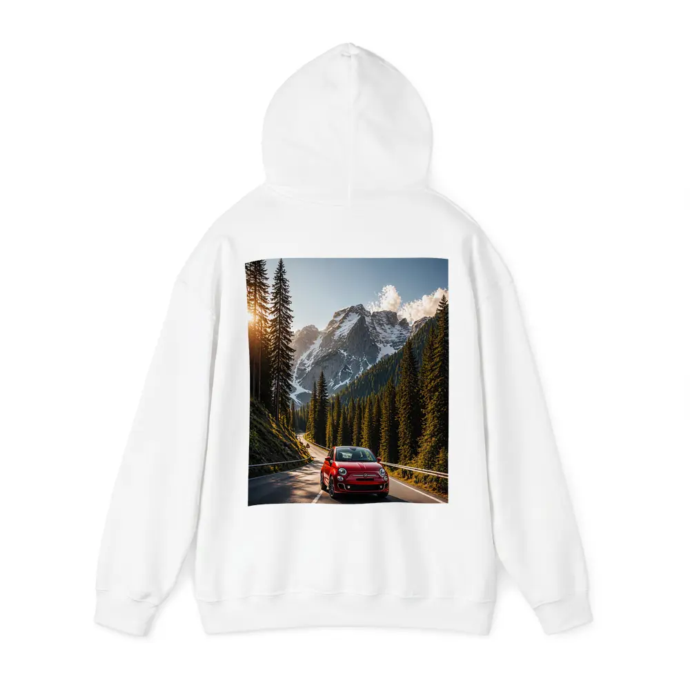 Red Fiat 500 Mountain Forest Road Drive – Hoodies