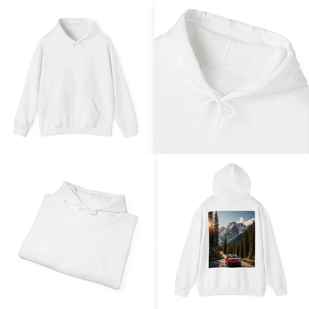 Red Fiat 500 Mountain Forest Road Drive – Hoodies