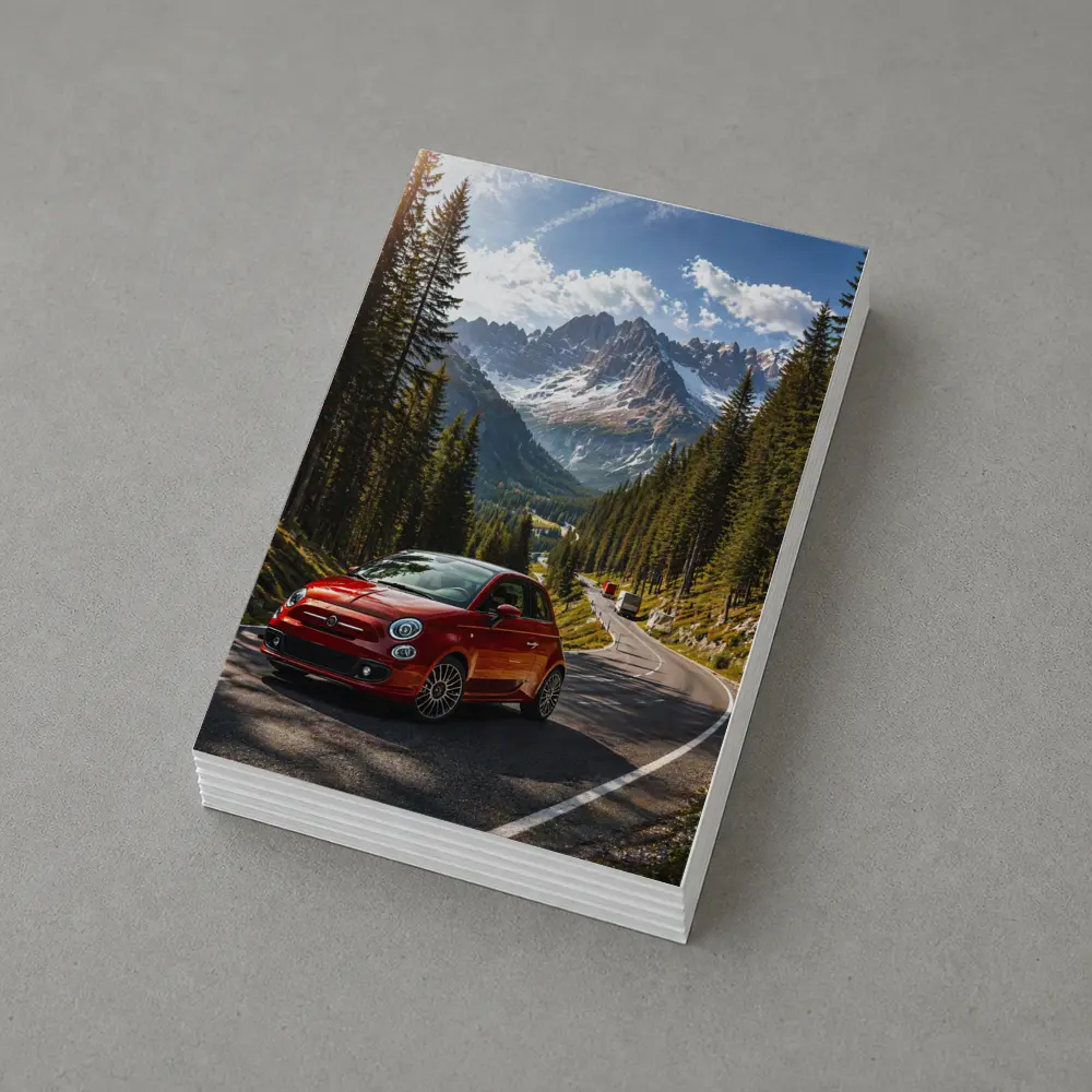 Fiat 500 Red Mountain Alpine Road Drive – Postcards