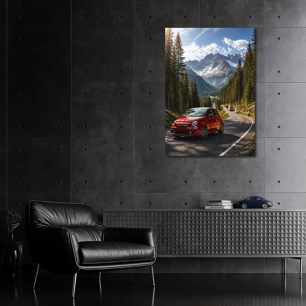 Fiat 500 Red Mountain Alpine Road Drive – Wall Art