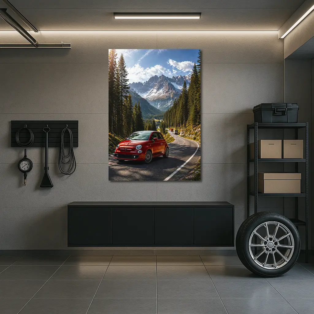 Fiat 500 Red Mountain Alpine Road Drive – Wall Art