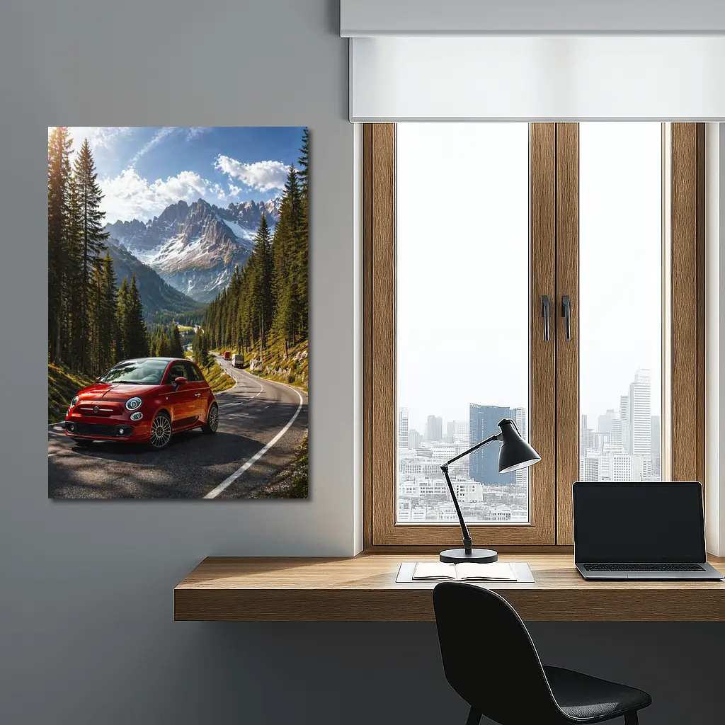 Fiat 500 Red Mountain Alpine Road Drive – Wall Art