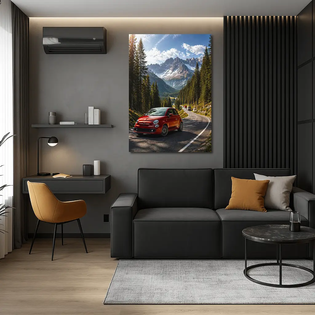 Fiat 500 Red Mountain Alpine Road Drive – Wall Art