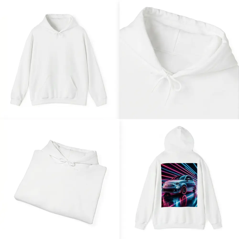 Fiat 500 Neon Lights Night Drive – Hoodies