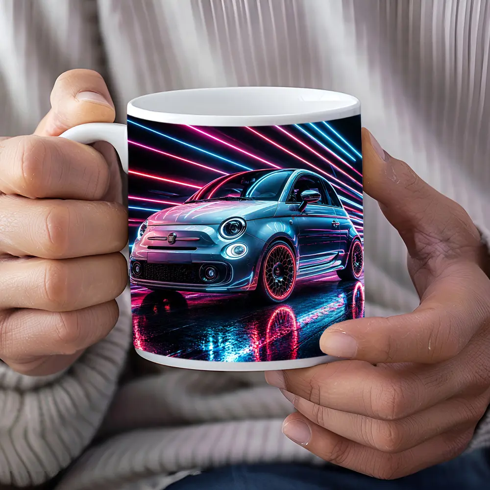 Fiat 500 Neon Lights Night Drive – Mugs