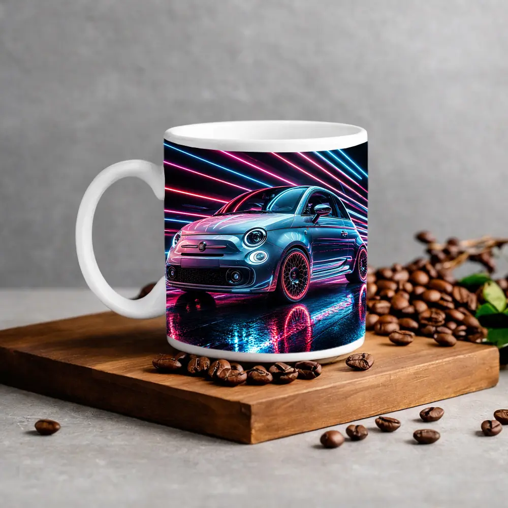Fiat 500 Neon Lights Night Drive – Mugs