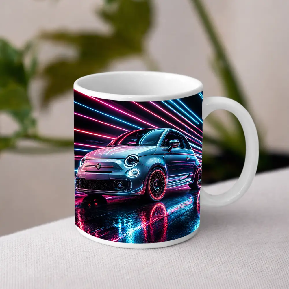 Fiat 500 Neon Lights Night Drive – Mugs
