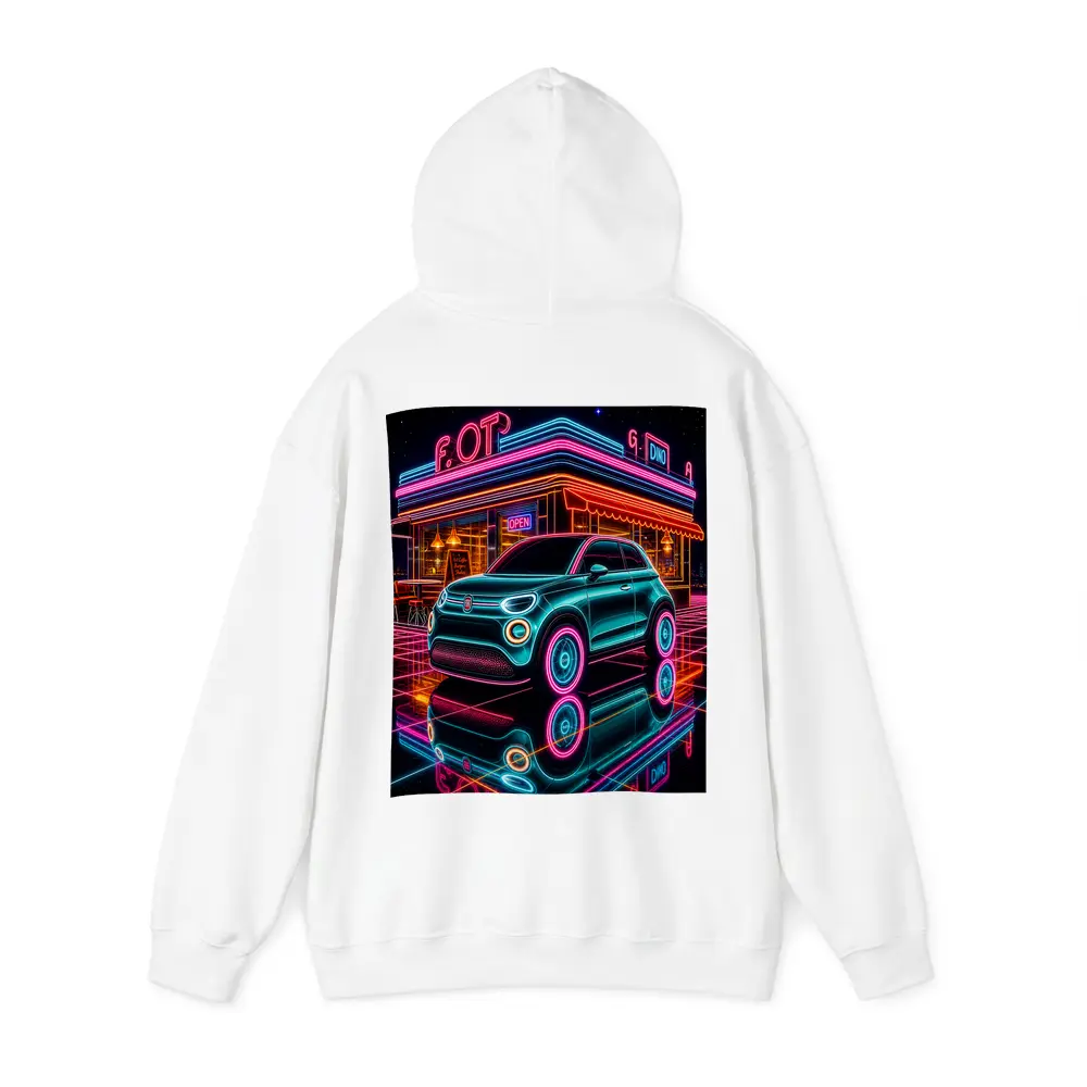 Fiat 500 Neon Glow Retro Diner Night – Hoodies