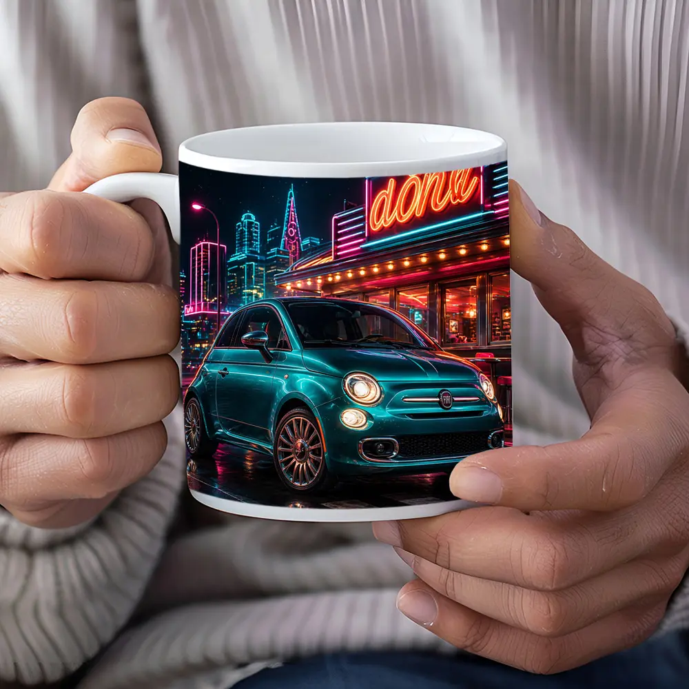Fiat 500 Neon Diner Night City – Mugs