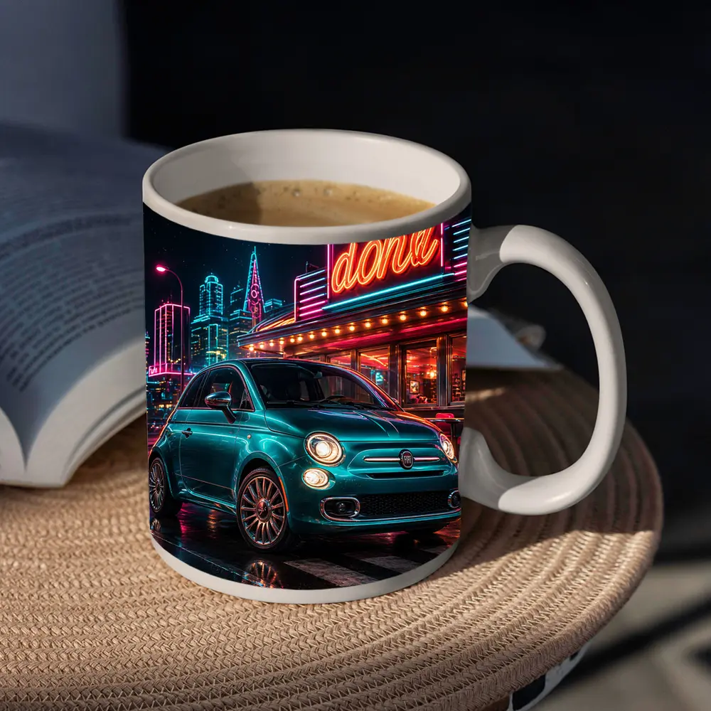 Fiat 500 Neon Diner Night City – Mugs