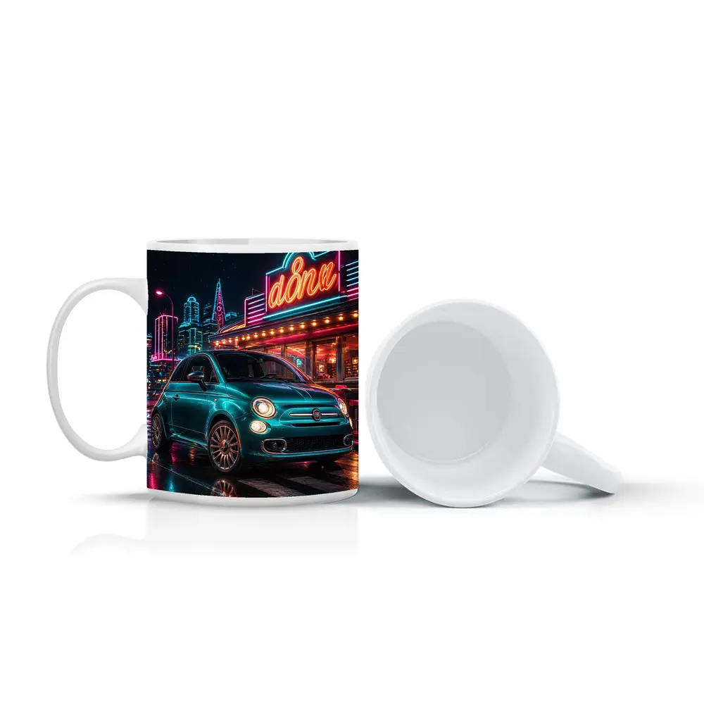 Fiat 500 Neon Diner Night City – Mugs