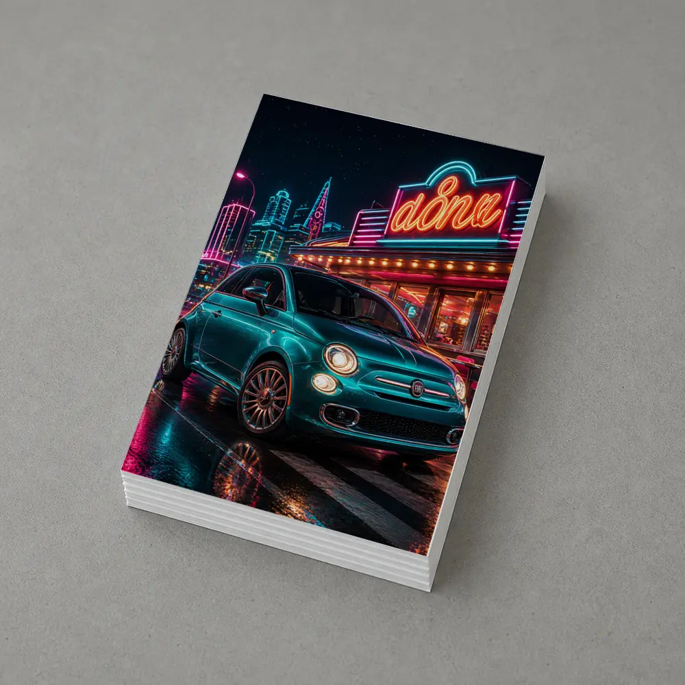Fiat 500 Neon Diner Night City – Postcards