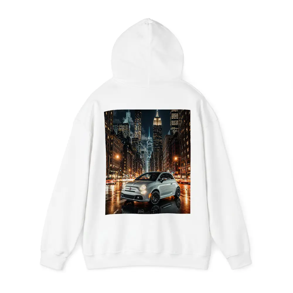 Fiat 500 Silver City Night Street Scene – Hoodies