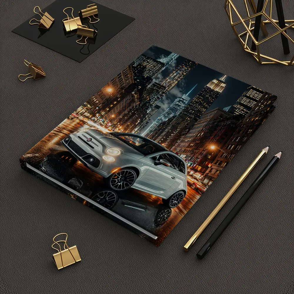 Fiat 500 Silver City Night Street Scene – Notebooks
