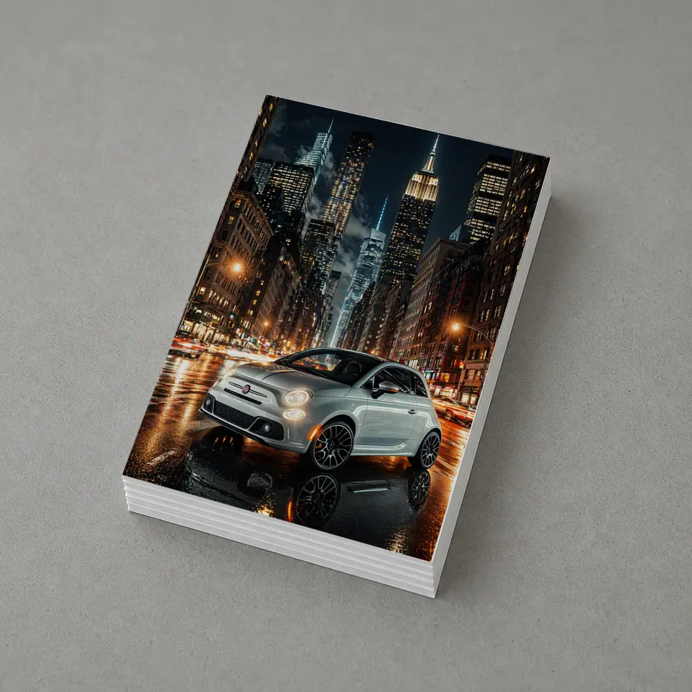 Fiat 500 Silver City Night Street Scene – Postcards