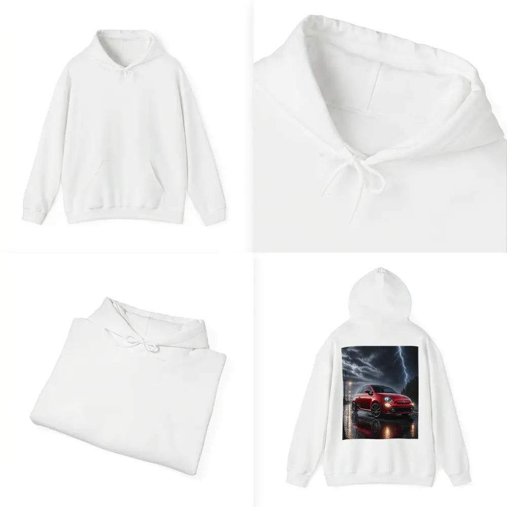 Fiat Abarth Red Car Stormy Night Rain – Hoodies