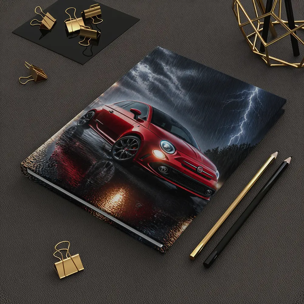 Fiat Abarth Red Car Stormy Night Rain – Notebooks