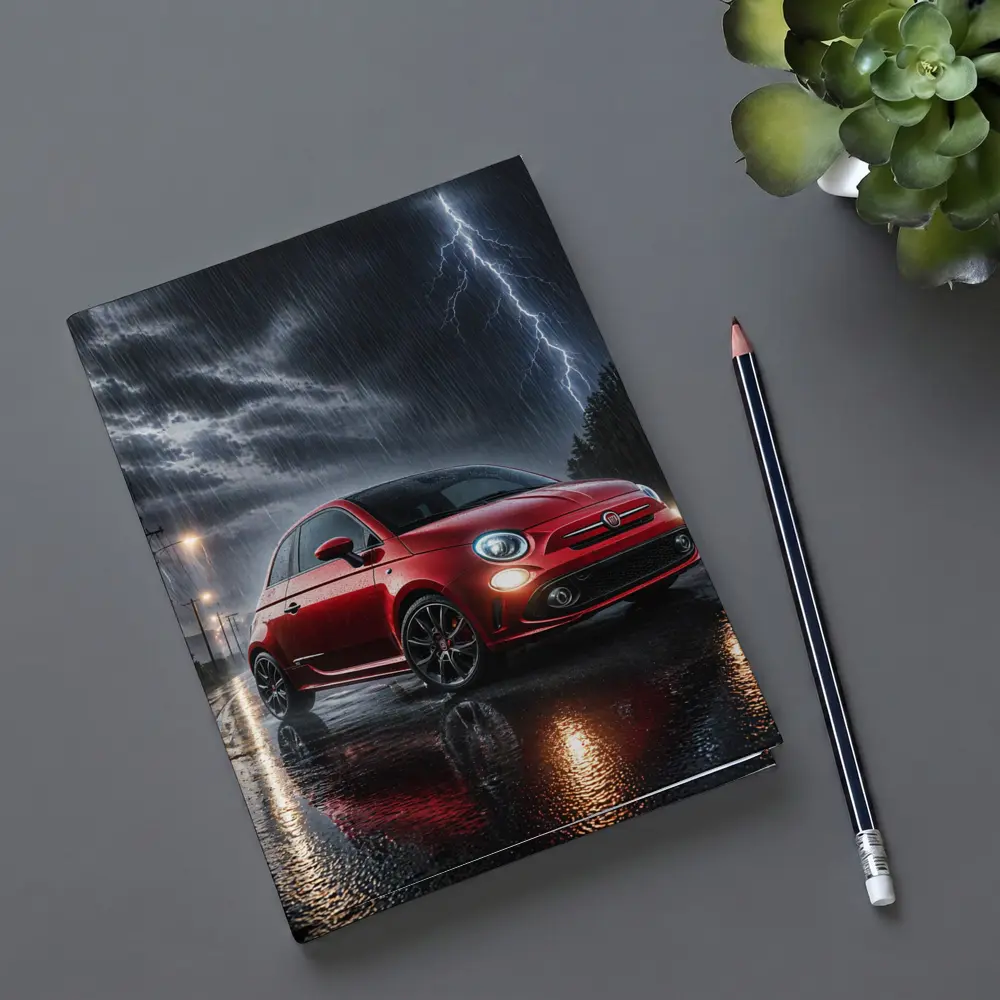 Fiat Abarth Red Car Stormy Night Rain – Notebooks