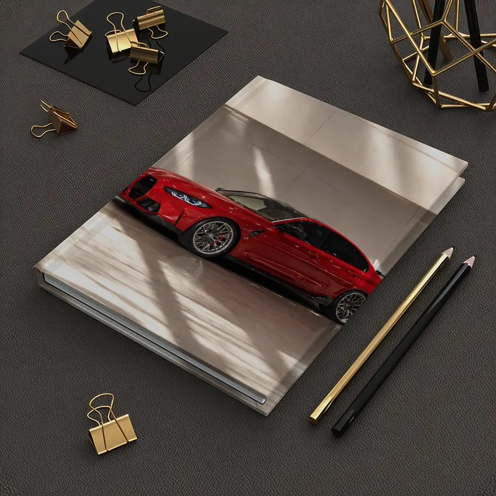 BMW M3 Red Sedan Indoor Garage Setting – Notebooks