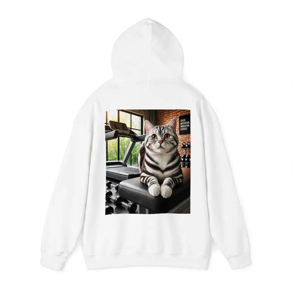 American Shorthair Cat Sitting in Gym – Hoodies