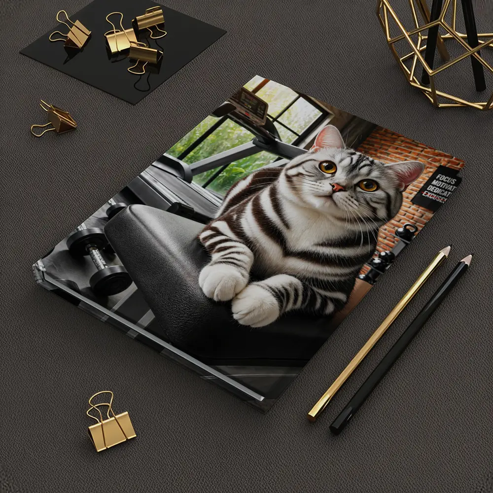 American Shorthair Cat Sitting in Gym – Notebooks