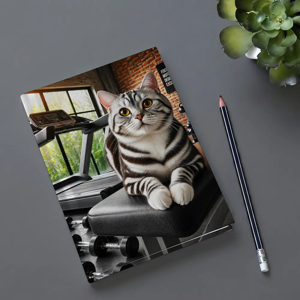 American Shorthair Cat Sitting in Gym – Notebooks