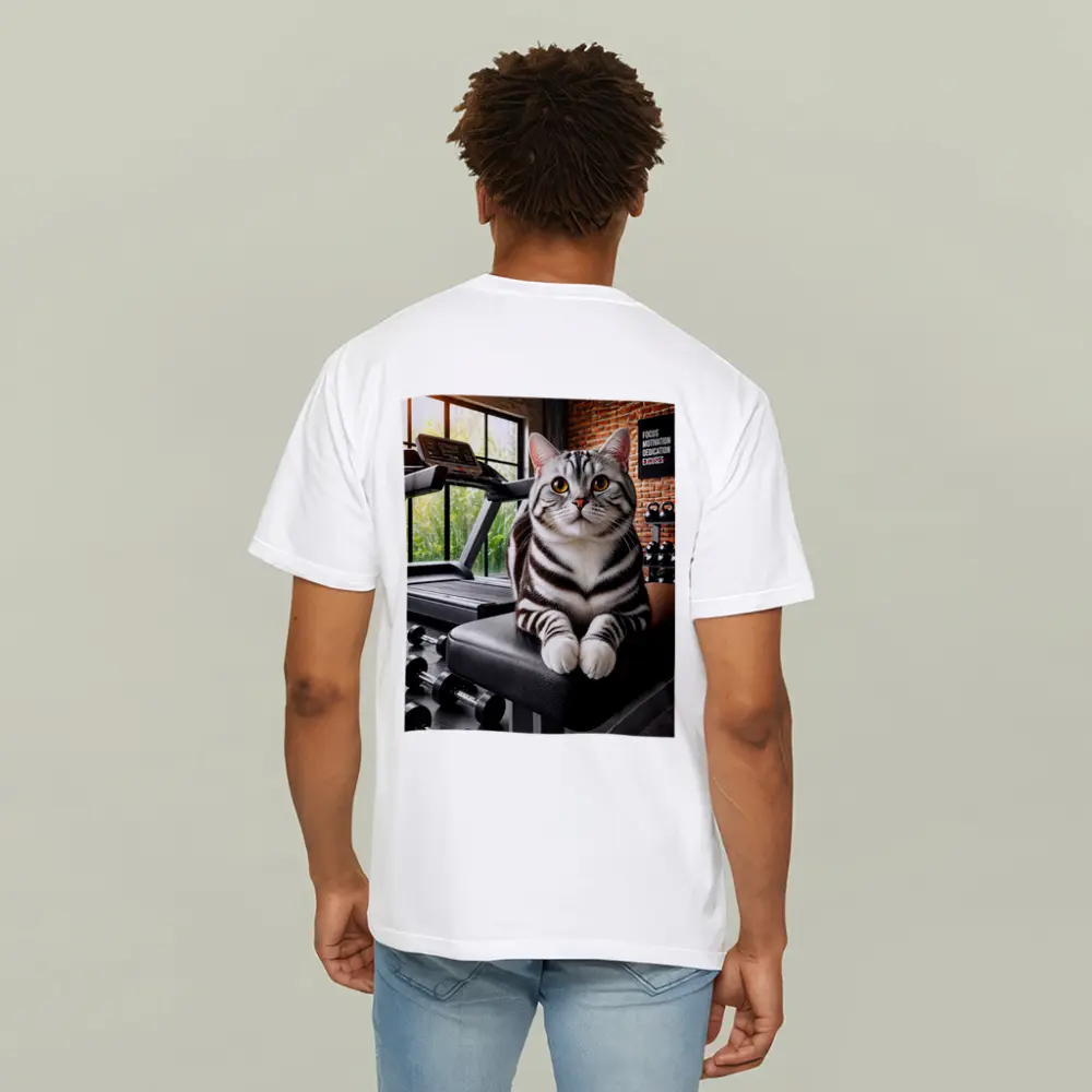 American Shorthair Cat Sitting in Gym – T-Shirts
