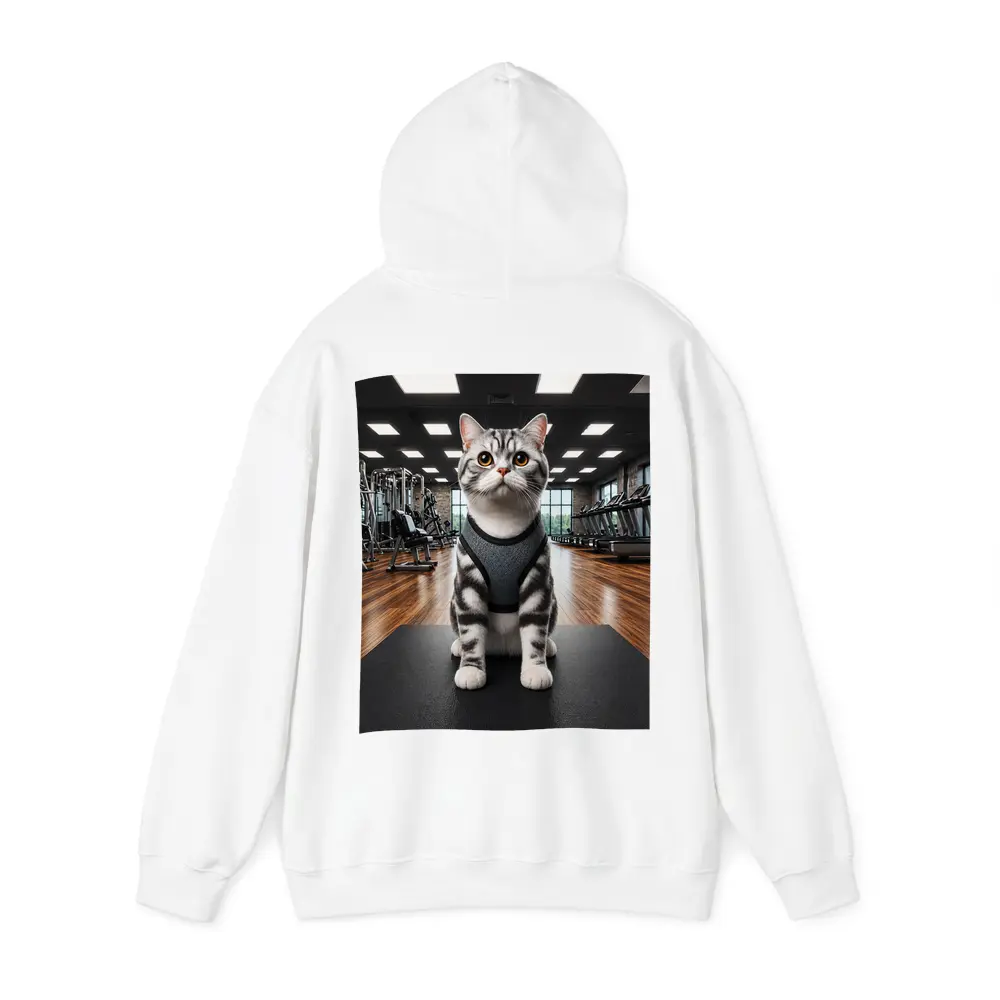 American Shorthair Cat Wearing Harness In Gym – Hoodies