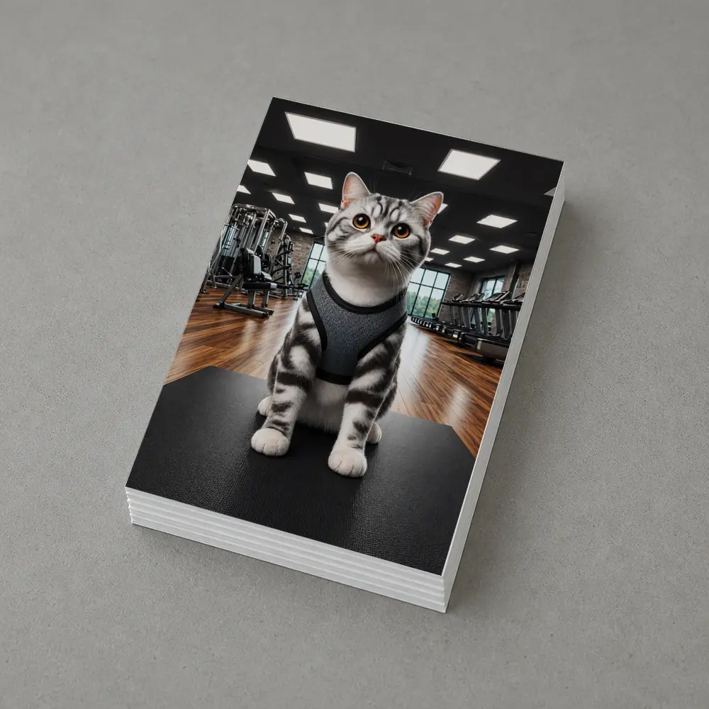 American Shorthair Cat Wearing Harness In Gym – Postcards